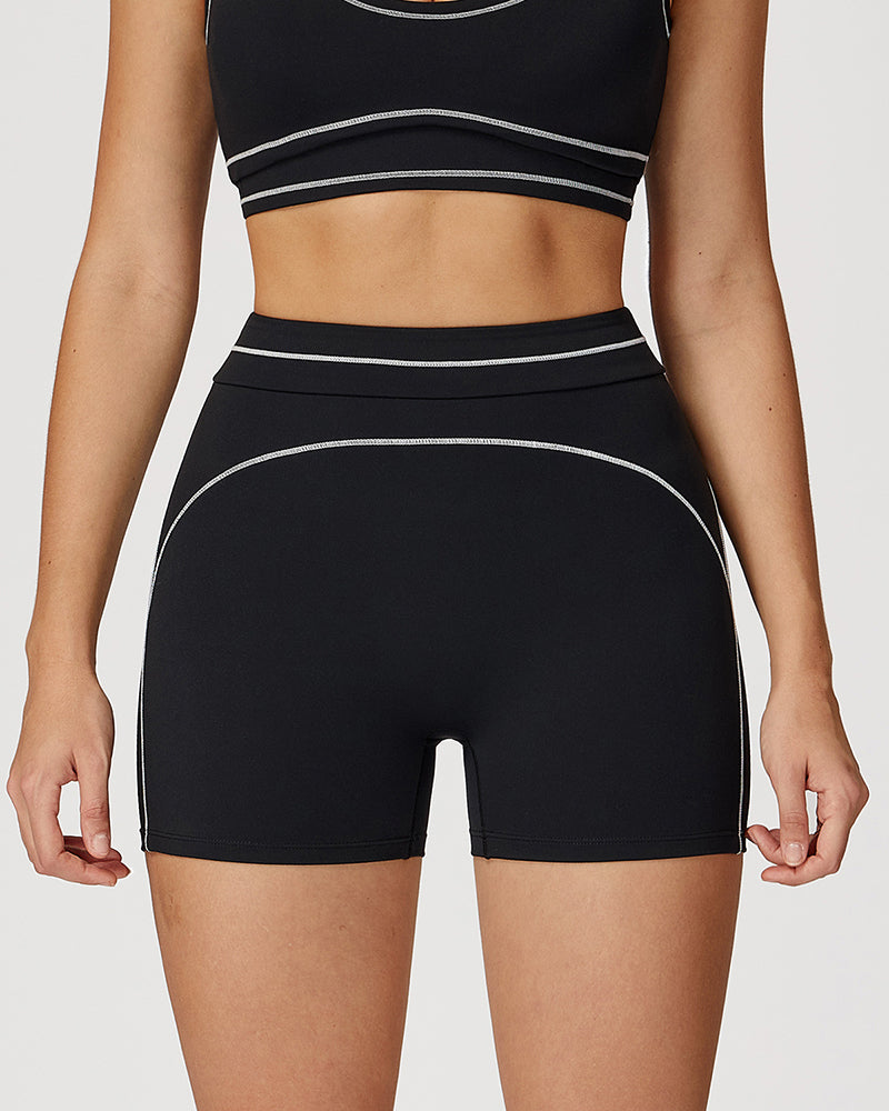 Women Logo Add Colorblock Yoga Bottom Mini Tight Shorts S-XL
