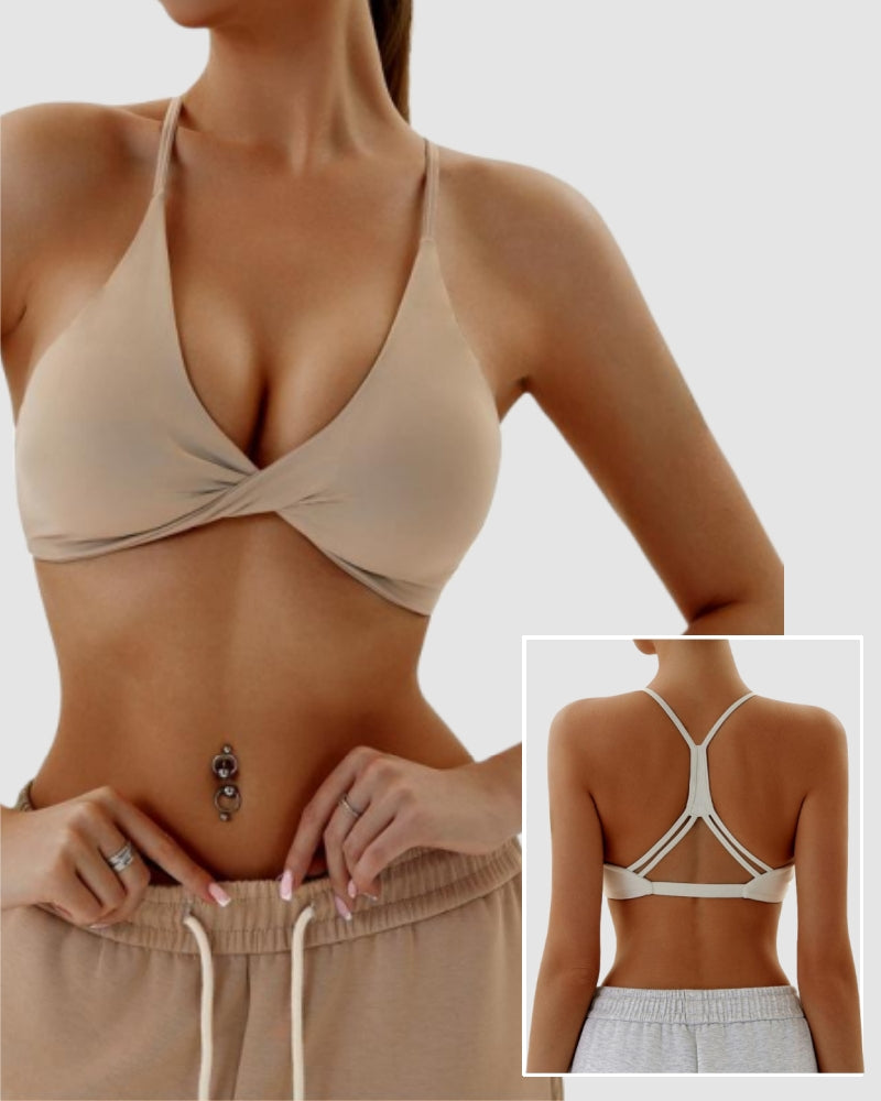 Fitness Hollow Out Back Solid Color Breathable Sports Bra XS-XL