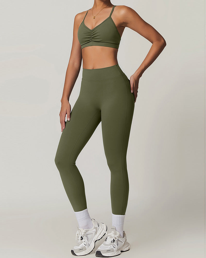 Wholesale Sling Sports Bra High Waist Leggings Sports Two Piece Sets S-XL