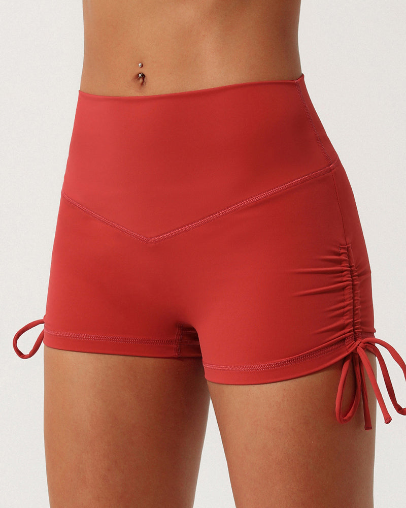 OEM New V High Waist Women Drawstring Running Training Sports Shorts S-XL