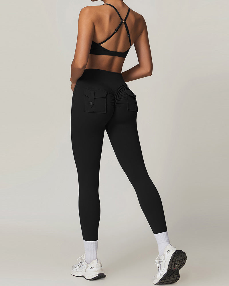 Wholesale Sling Sports Bra High Waist Leggings Sports Two Piece Sets S-XL