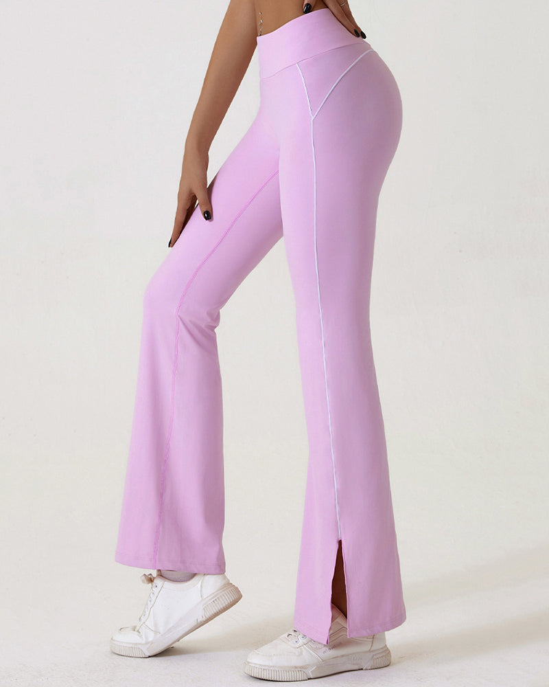 Women High Waist Wide Slit Leg Dance Sports Outdoor Pants S-XL