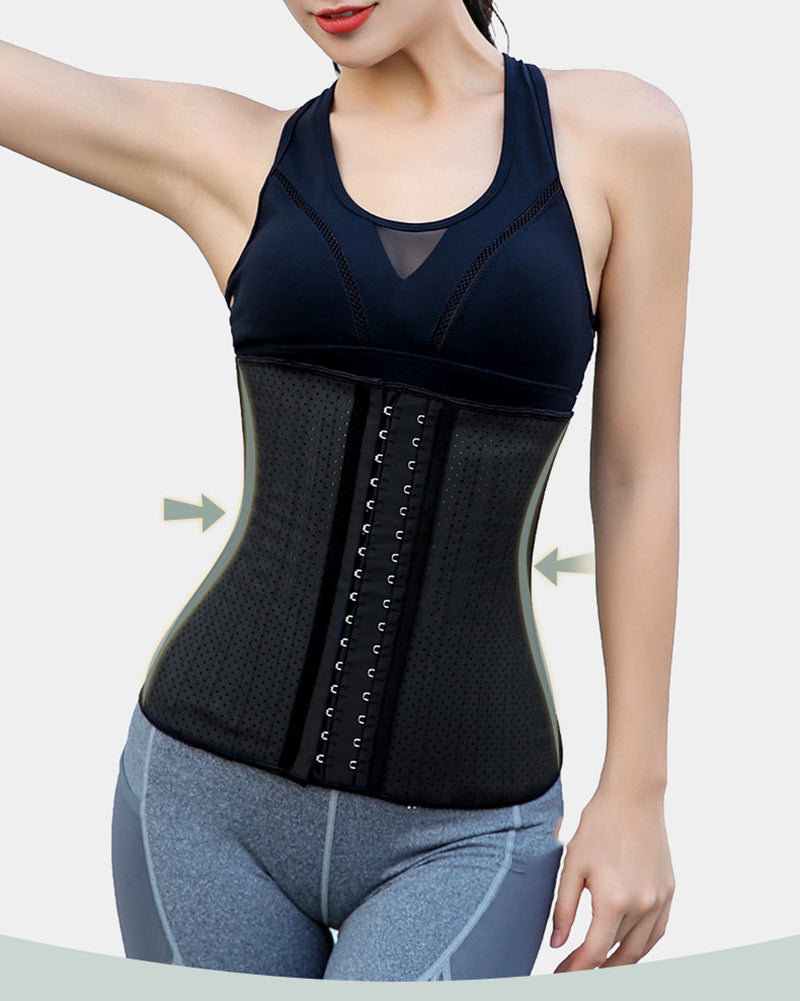 25 Steel Frame Waist Belt For Sports Fitness Breathable Rubber Corset Black Skin XS-6XL