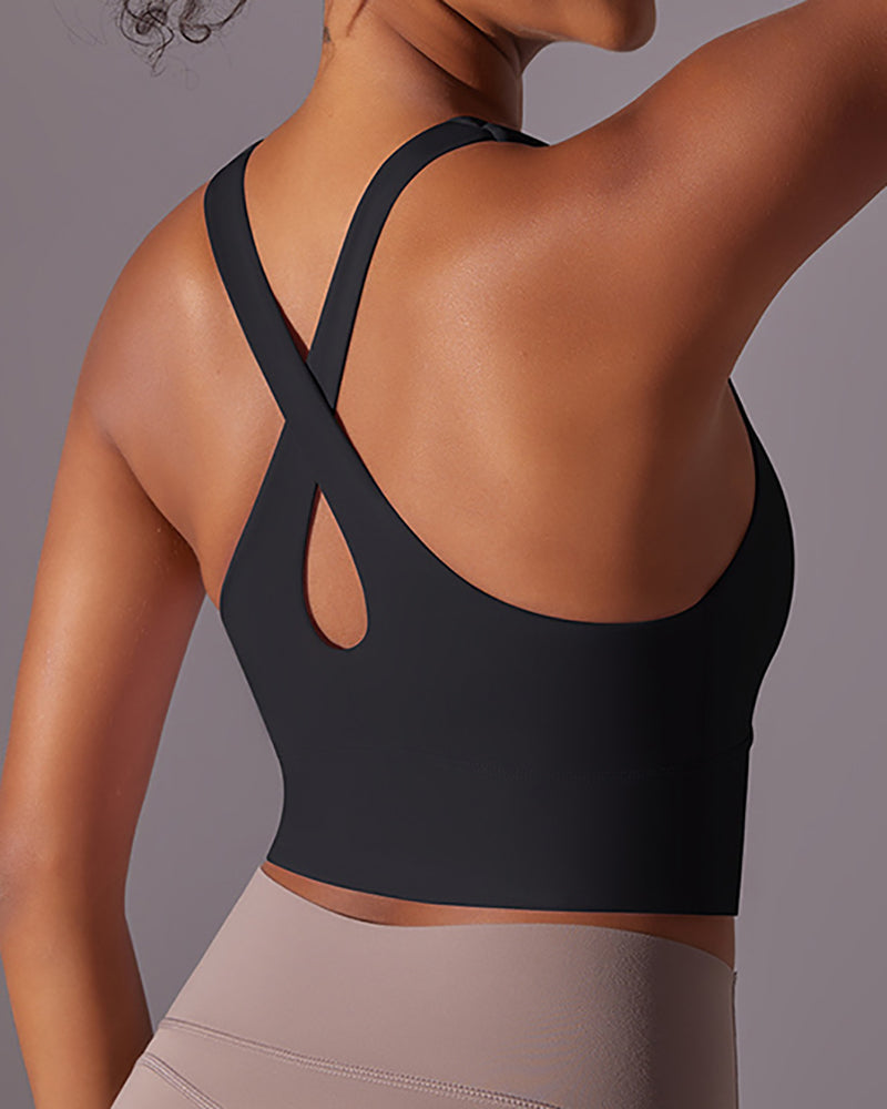 Women Running U Neck Criss Cross Yoga Vest S-XL