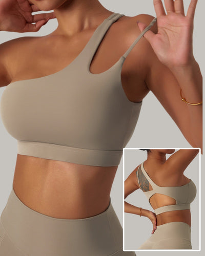 Wholesale Women One Shoulder Add Logo Irregular Running GYM Sports Bra S-XL