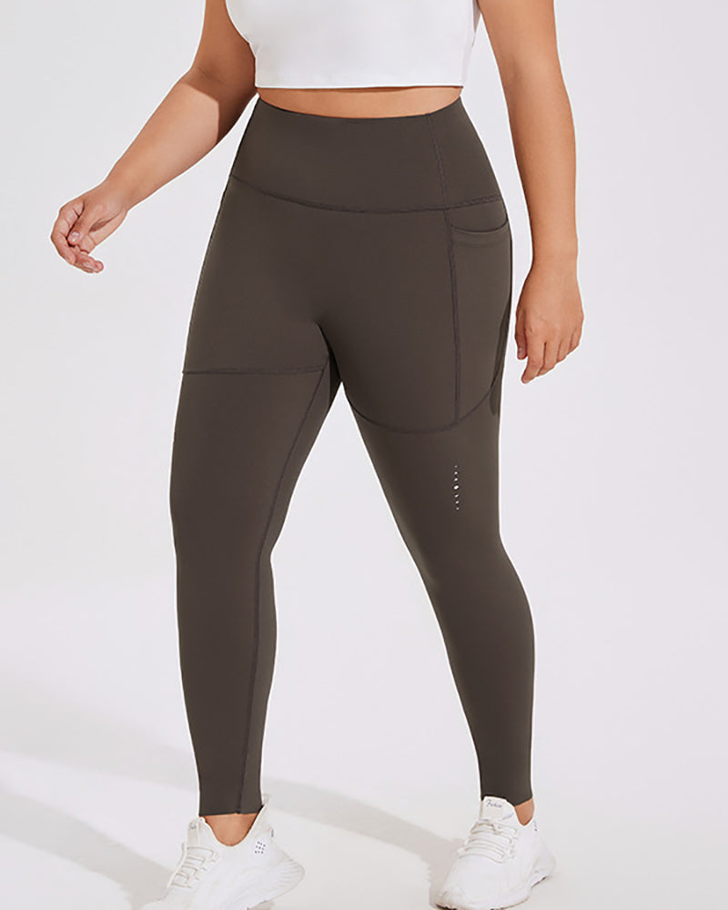 High Waist Side Pocket Active Wear Running Plus Size Leggings XL-4XL