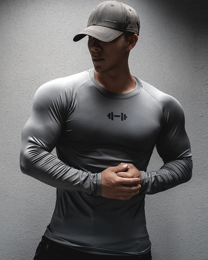 Muscle Exercise Leisure Running Fitness Training Solid Color Elasticity Quick Drying Tight Fitting Long Sleeve T-shirt M-3XL