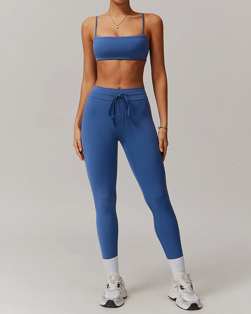 Women Sling Sports Bra Matching Sets Shorts Pants Leggings Two Piece Sets S-XL