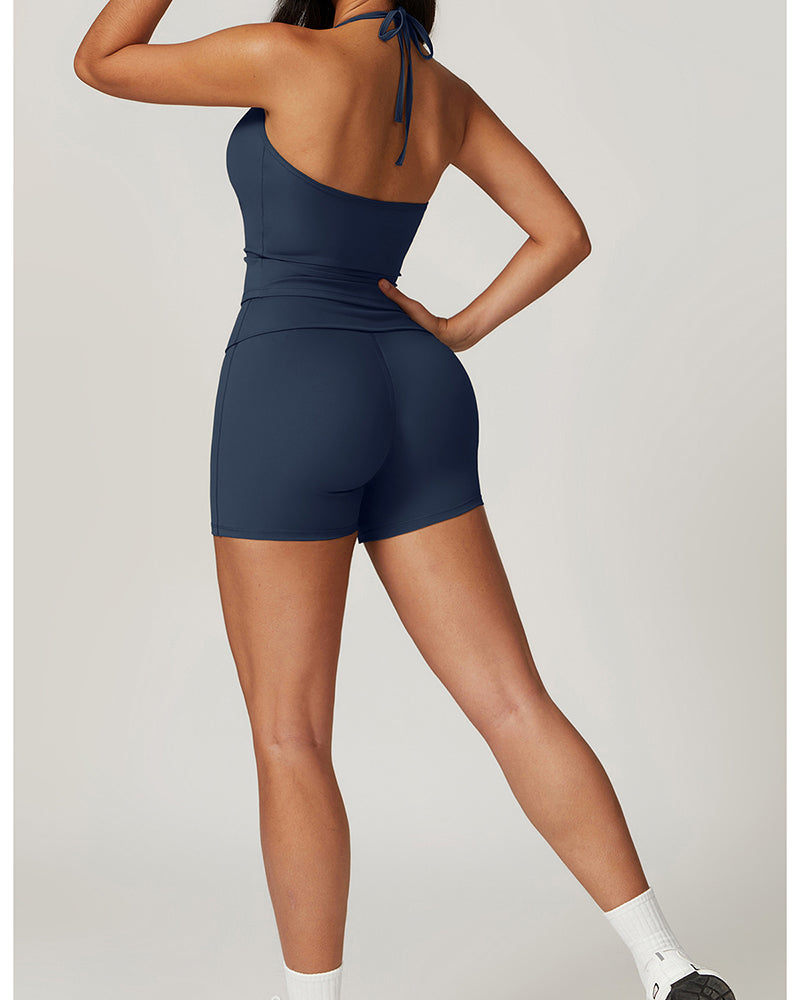 OEM Women Vest And Shorts Sports Yoga Two-piece Sets S-XL