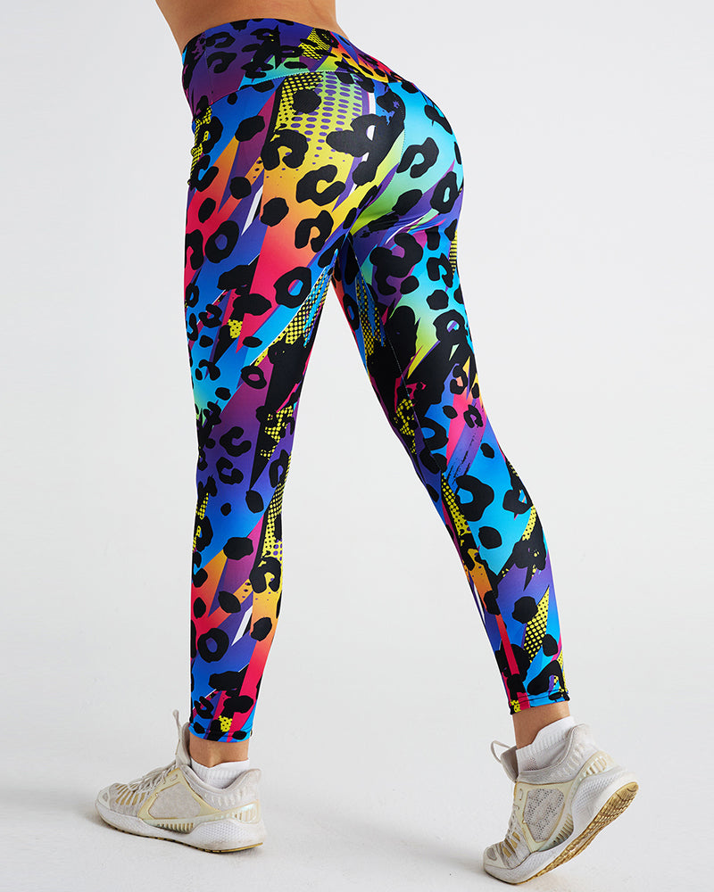 Women Colorful Leopard Printed Slim Sports Pants Leggings S-2XL