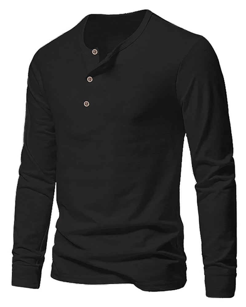 Button Neck Long Sleeve Sweatshirt S-3XL