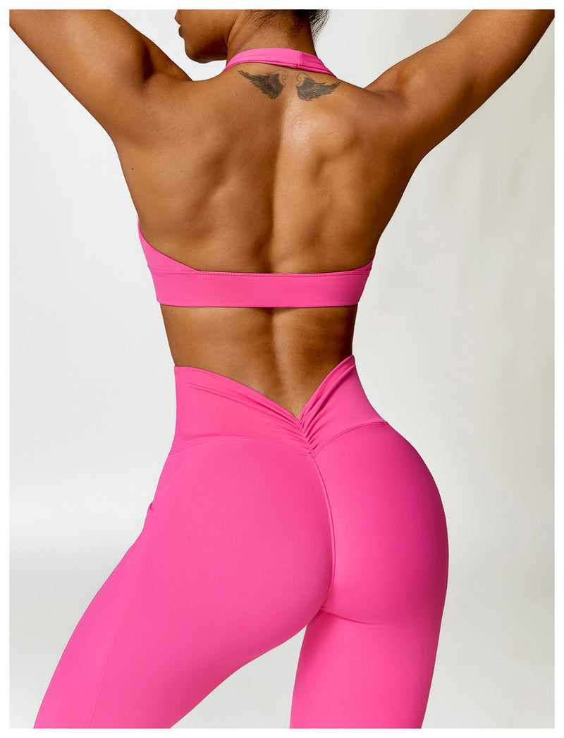 OEM Factory Add Logo Quickly Dry Halter Neck Fitness Sports Bra S-XL