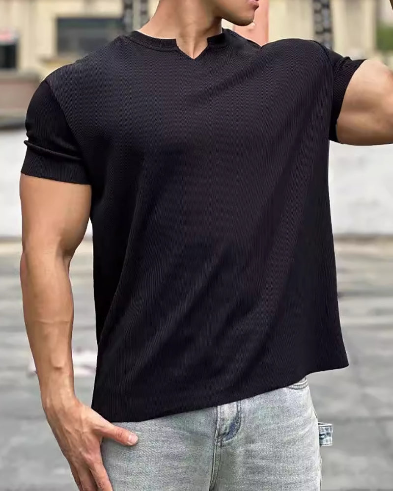 Sports Casual Muscle Short Sleeve Pullover T-shirt White Black Gray M-3XL