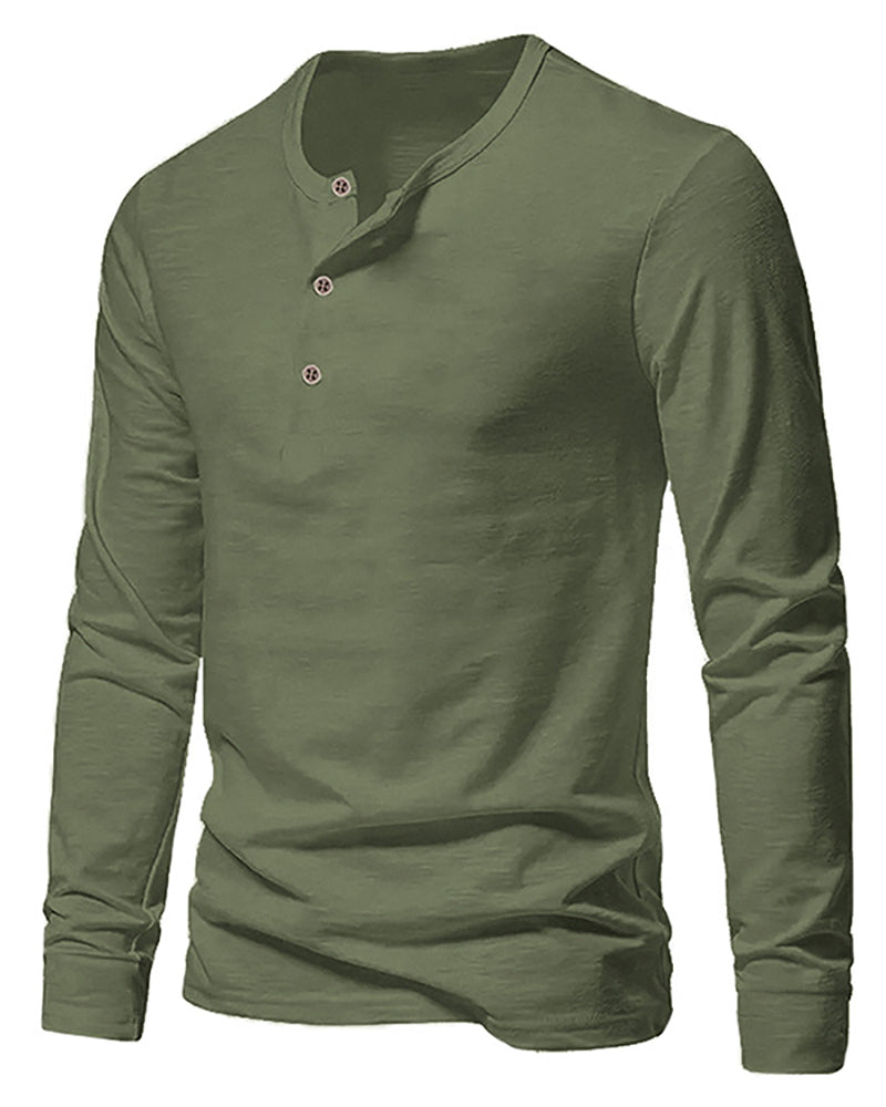 Button Neck Long Sleeve Sweatshirt S-3XL