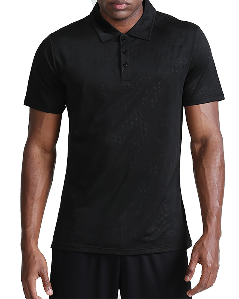 Fitness Short Sleeve Lapel Quickly Drying Men&