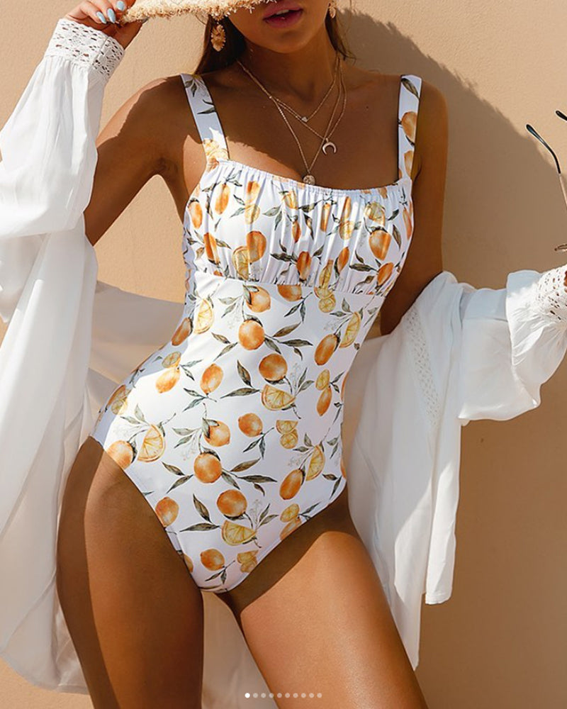 Floral Printed Women One Piece Swimsuit S-XL