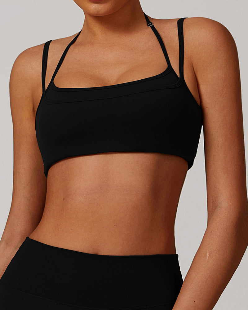 Wholesale Supplier Bulid Brand Double Sling Halter Neck Sports Bra S-XL