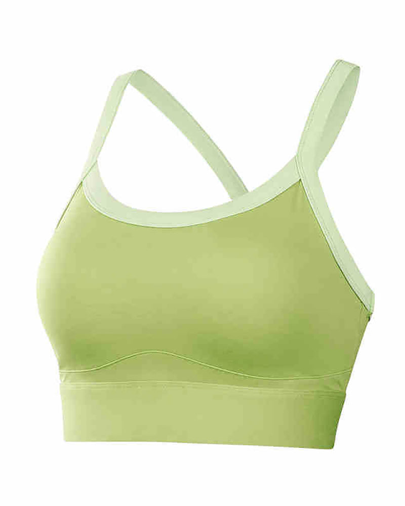 Woman Breathbale Colorblock High Protect Fitness Sports Bra S-XL