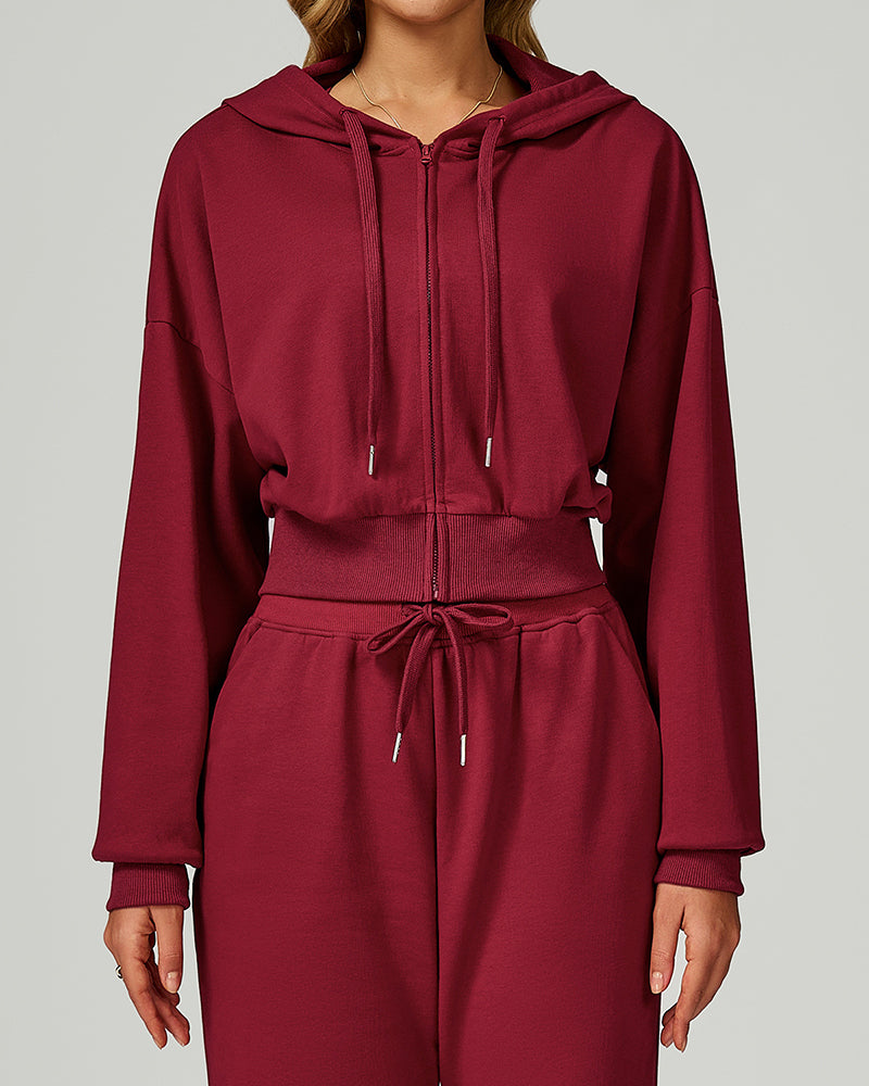 Women OEM Customize Long Sleeve Hoodies Zipper Coat Black Red Coffee Blue Pink S-XL