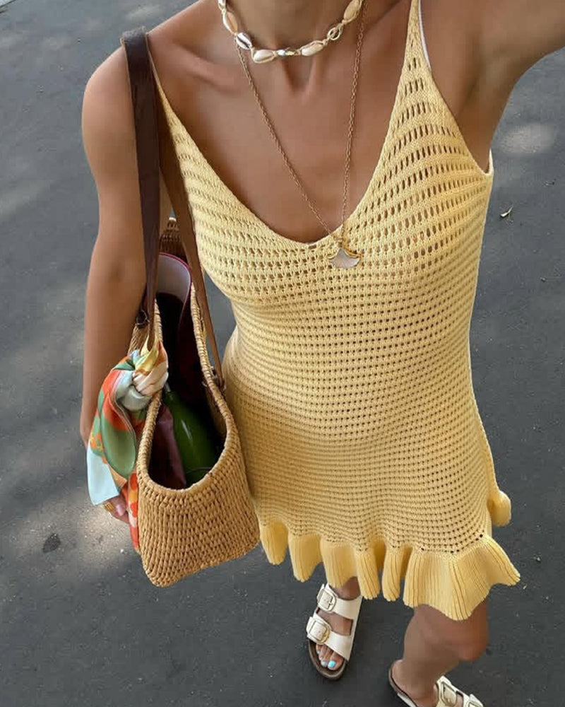 Vacation Women Beach Knitted Dress One Size