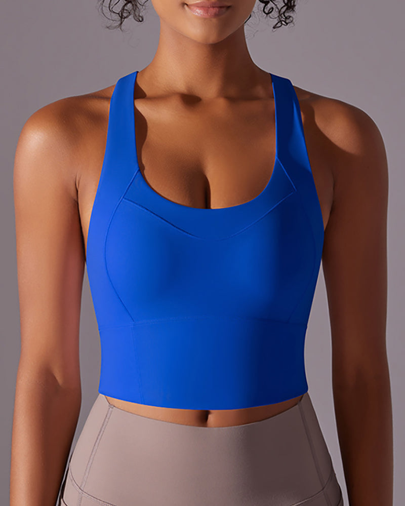 Women Running U Neck Criss Cross Yoga Vest S-XL