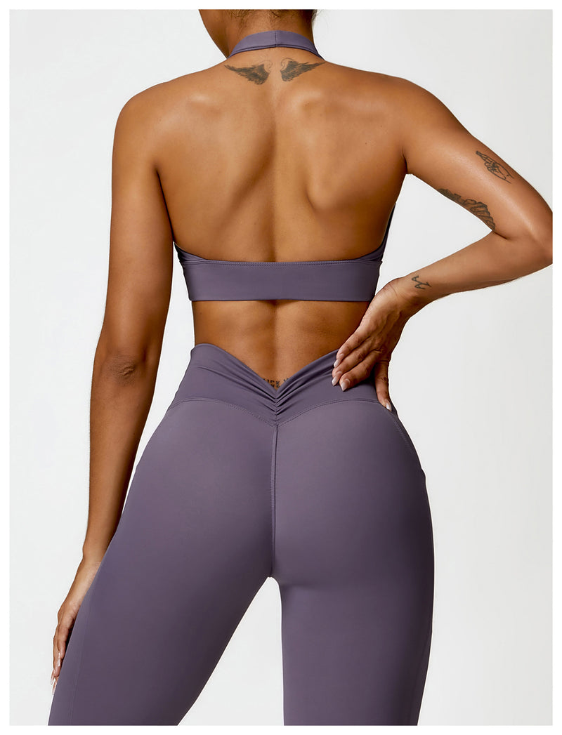 OEM Factory Add Logo Quickly Dry Halter Neck Fitness Sports Bra S-XL