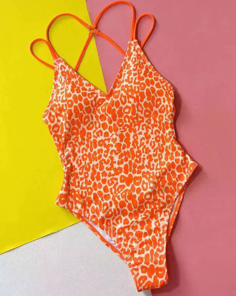 Leopard Printed Women One Piece Bathing Suit S-L