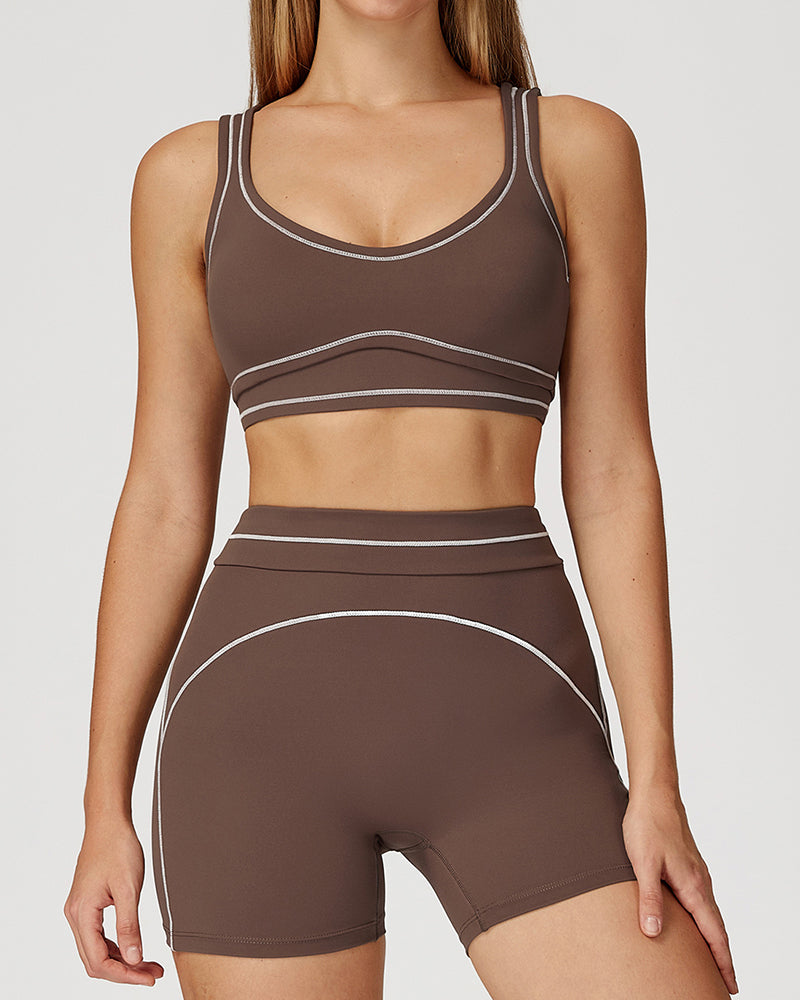 Women Logo Add Colorblock Yoga Bottom Mini Tight Shorts S-XL