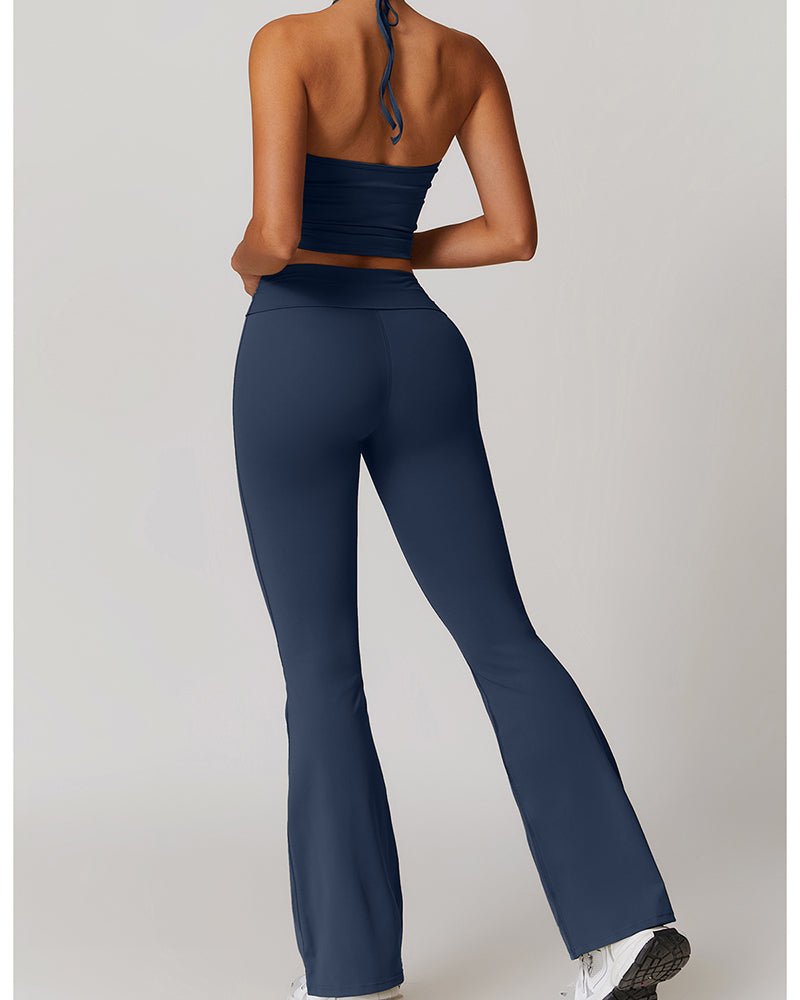 OEM Women Vest And Wide Leg Pants Sports Yoga Two-piece Sets S-XL