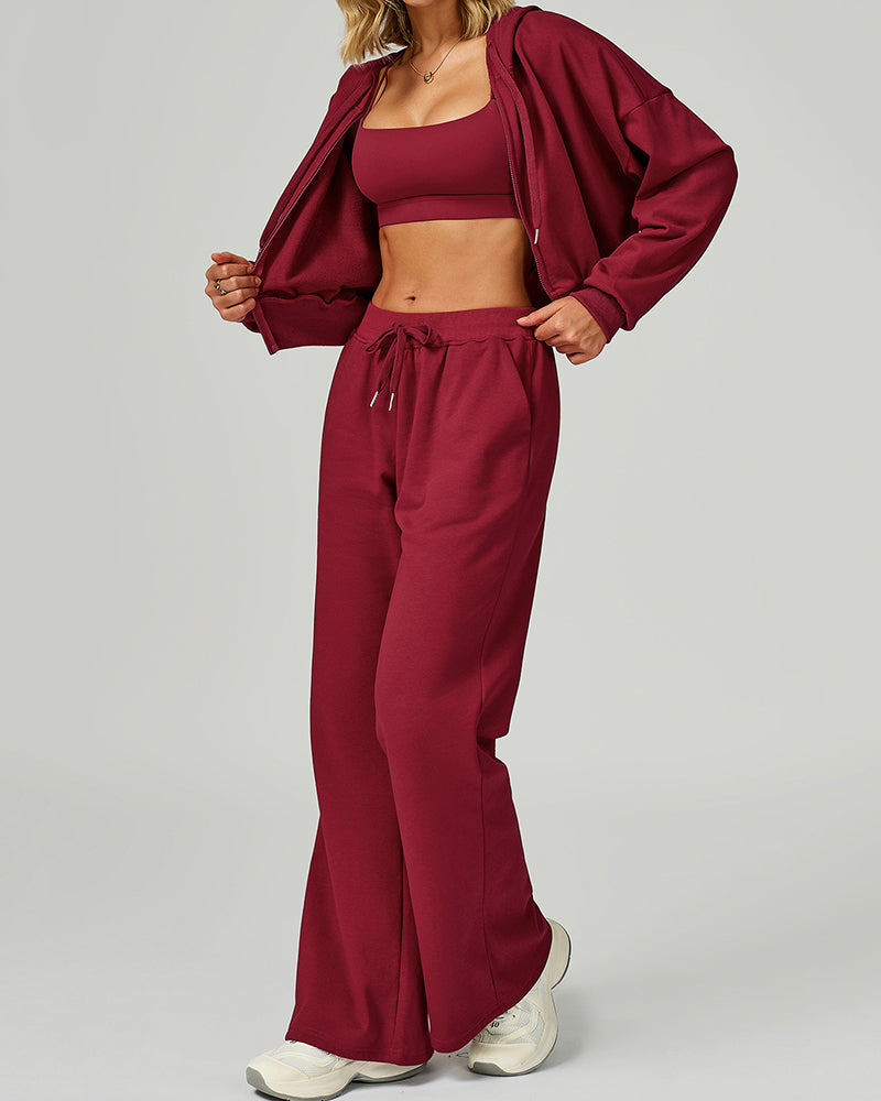 Women OEM High Waist Loose Wide Leg Sweatpants Sports Pants S-XL