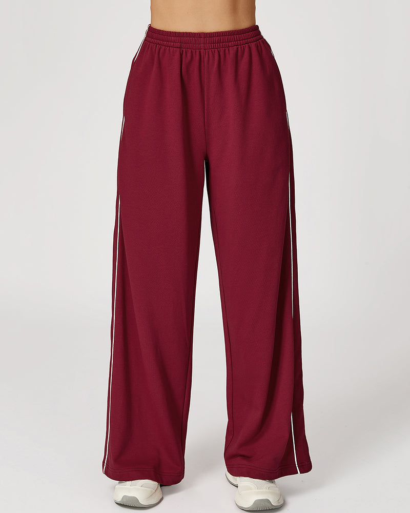 Women Customized Logo Colorblock Running Casual Wide Leg Loose Sweatpants S-XL
