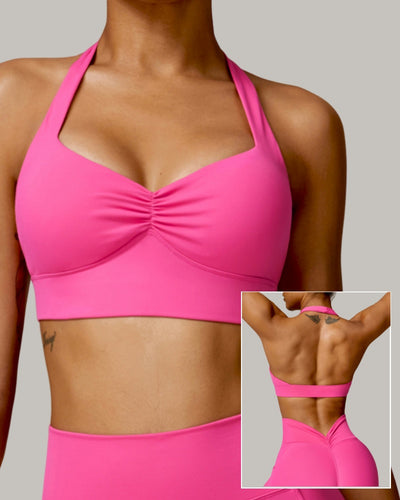 OEM Factory Add Logo Quickly Dry Halter Neck Fitness Sports Bra S-XL