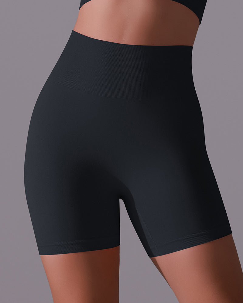 Women Seamless Fitness High Waist Hip Lift Sports Running Active Shorts S-L