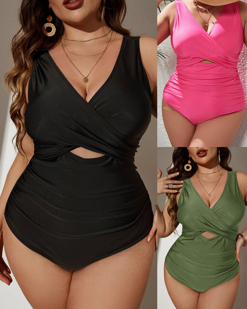 Multi-Color Solid Color Sexy One-Piece Swimsuit