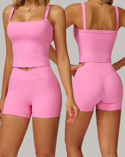 New OEM Sports Vest Running GYM Shorts Yoga Two-piece Sets S-XL