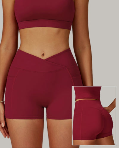 Women Add Logo OEM Pocket High Waist Slim Thigh Mini Sports Running Shorts S-XL