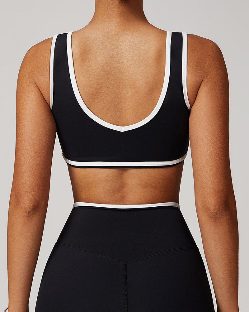 OEM Customized Women Colorblock V Neck Sports Yoga Bra S-XL