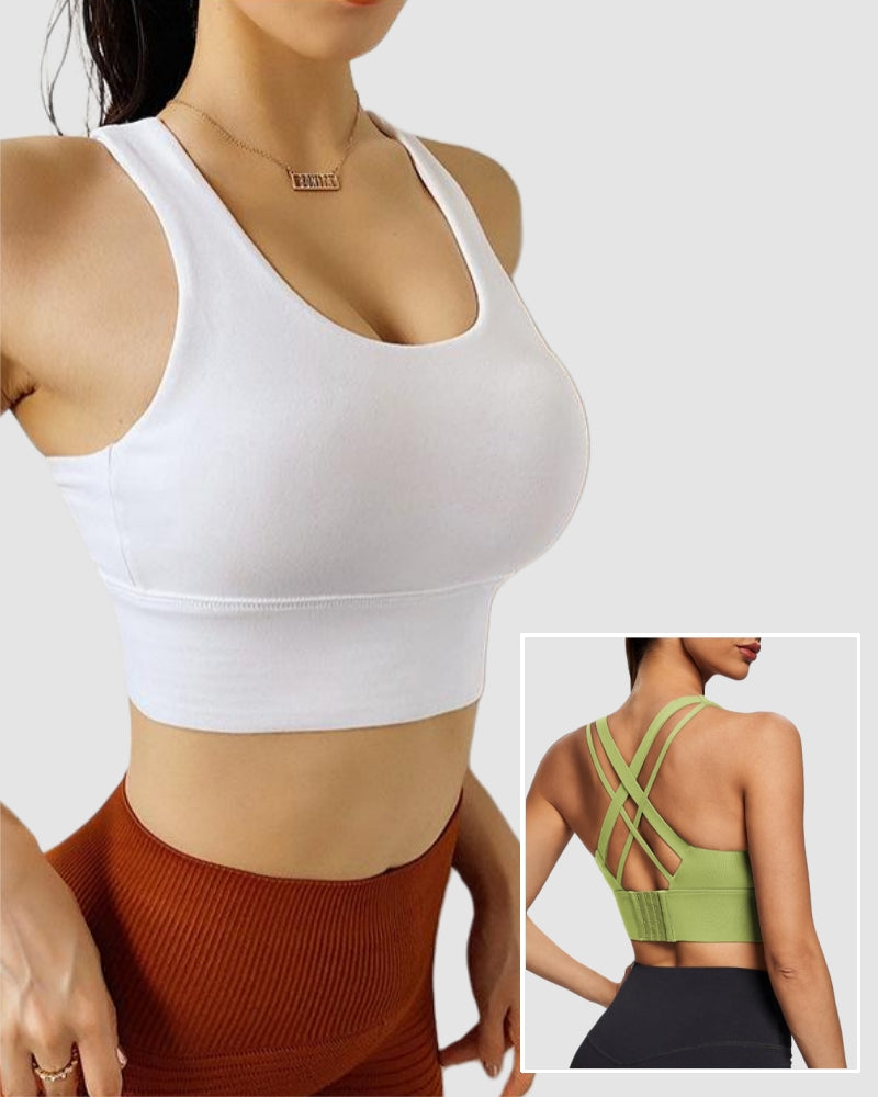 Women Back Criss Removable Breast Pads Running Sports Bras S-3XL