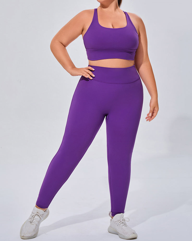 Women Breathable High Elastic Plus Size Yoga Pants Sets S-3XL