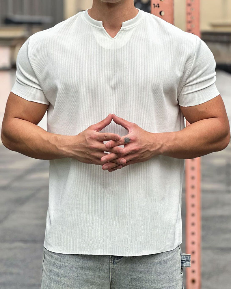 Sports Casual Muscle Short Sleeve Pullover T-shirt White Black Gray M-3XL