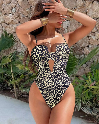 Leopard Printed One Piece Swimsuit S-L