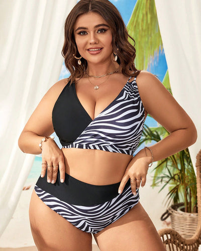 Black Multi-Color Plus Size Swimsuits