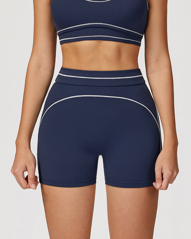Women Logo Add Colorblock Yoga Bottom Mini Tight Shorts S-XL