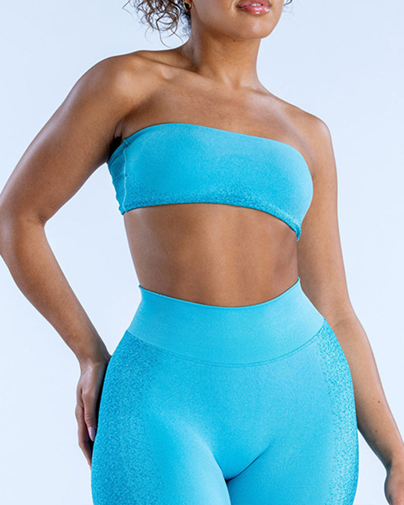 Solid Color Logo DIY Customized Women Sleeveless Sport Tube Top Bra XS-XL