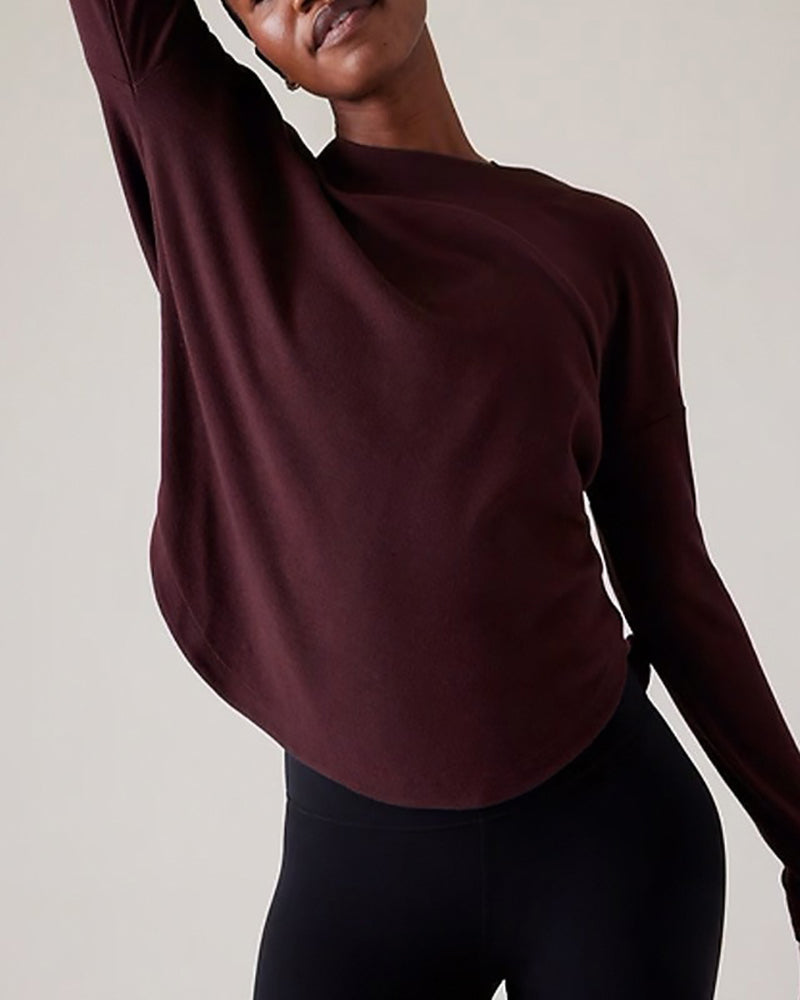 Autumn New Hollow Out Back Long Sleeve Casual Fitness Sports Top Pullover S-L