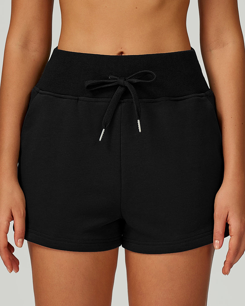 Woman Side Pocket Factory Price High Waist Outdoor Running Casual Fitness SweatShorts S-XL
