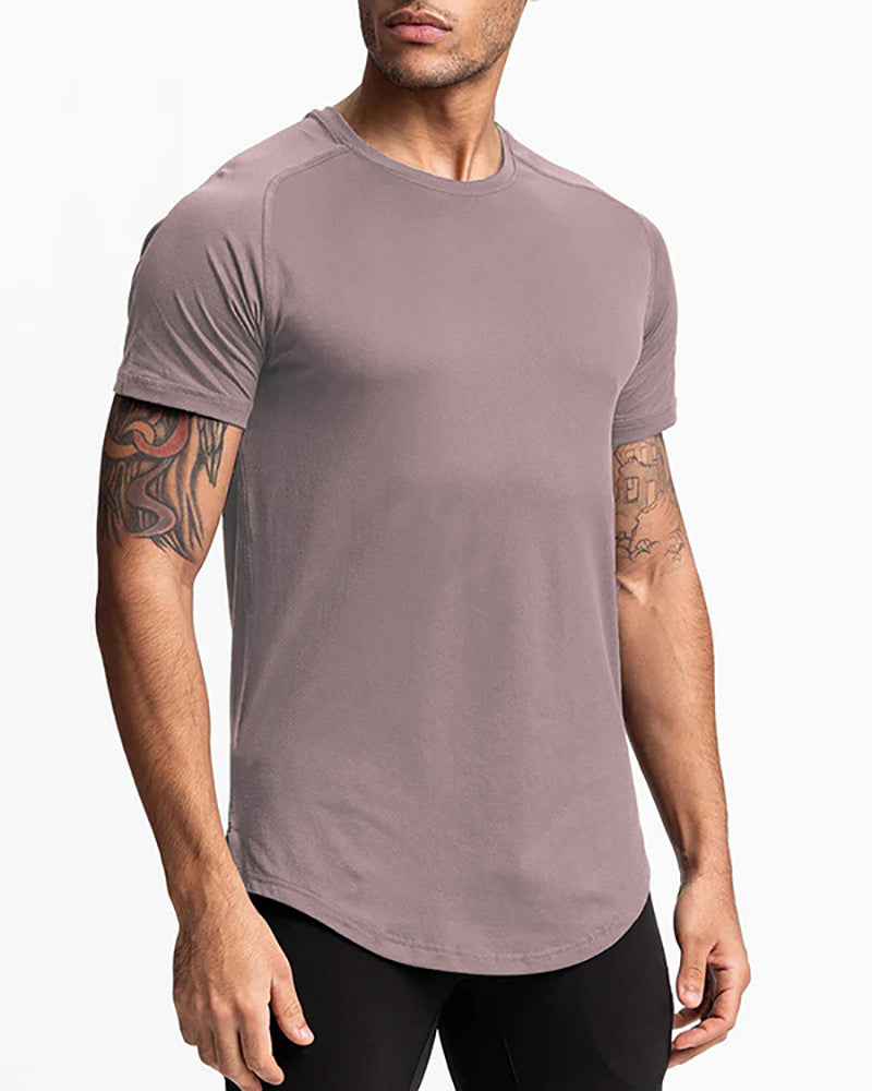 Short Sleeve Solid Color O Neck Breathable T-shirt M-3XL