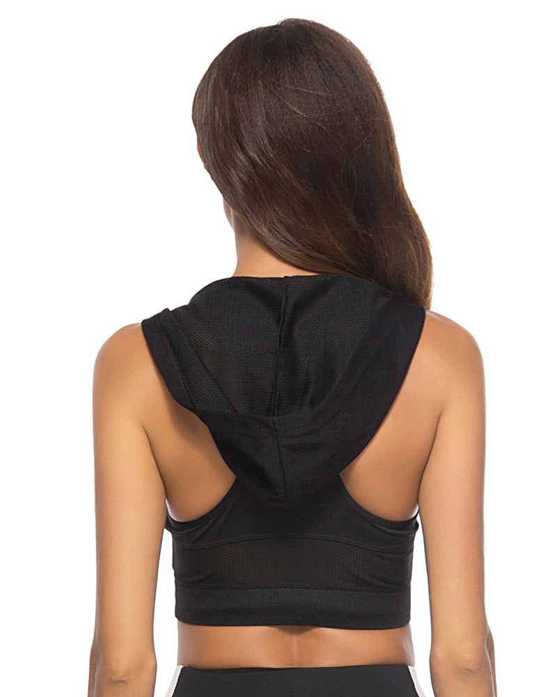 Wholesale Price Women Hoodies I Back Sports Bra Black White S-XL