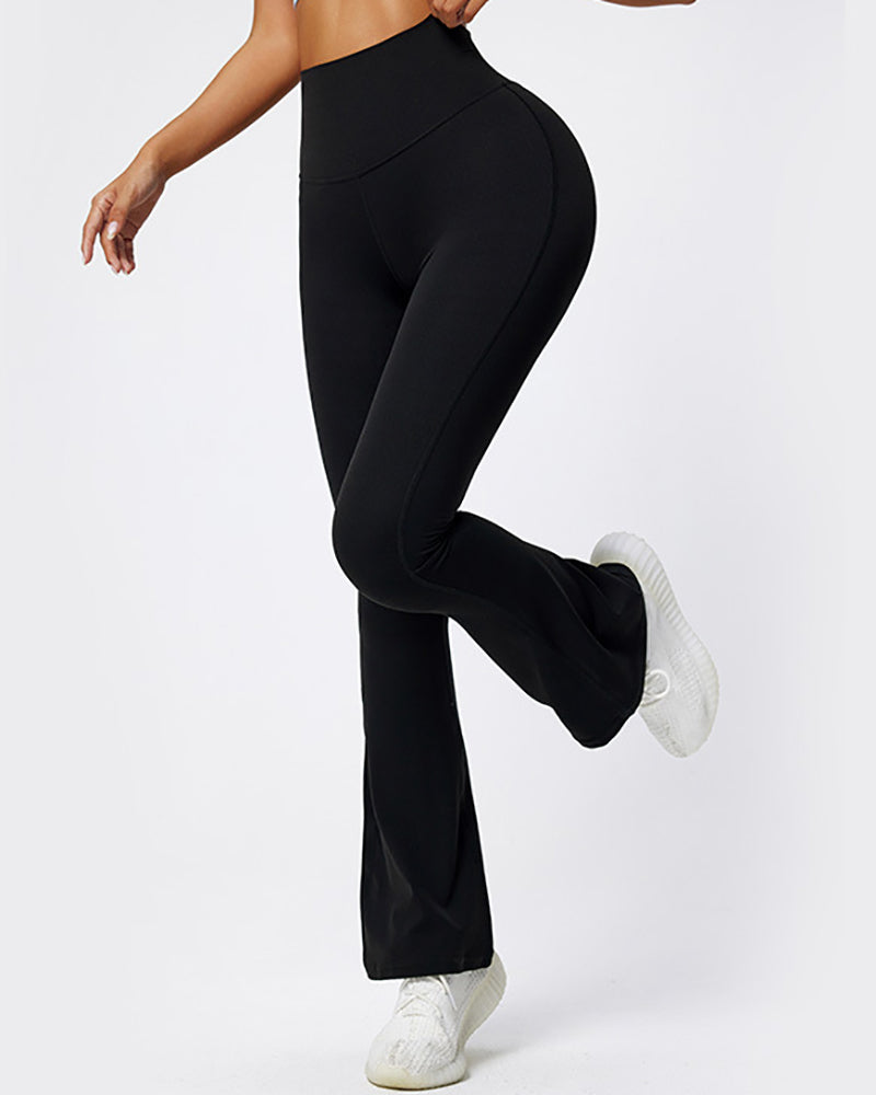 OEM Logo Customized High Waist Slim Outdoor Active Wear Flare Leg Pants S-XL