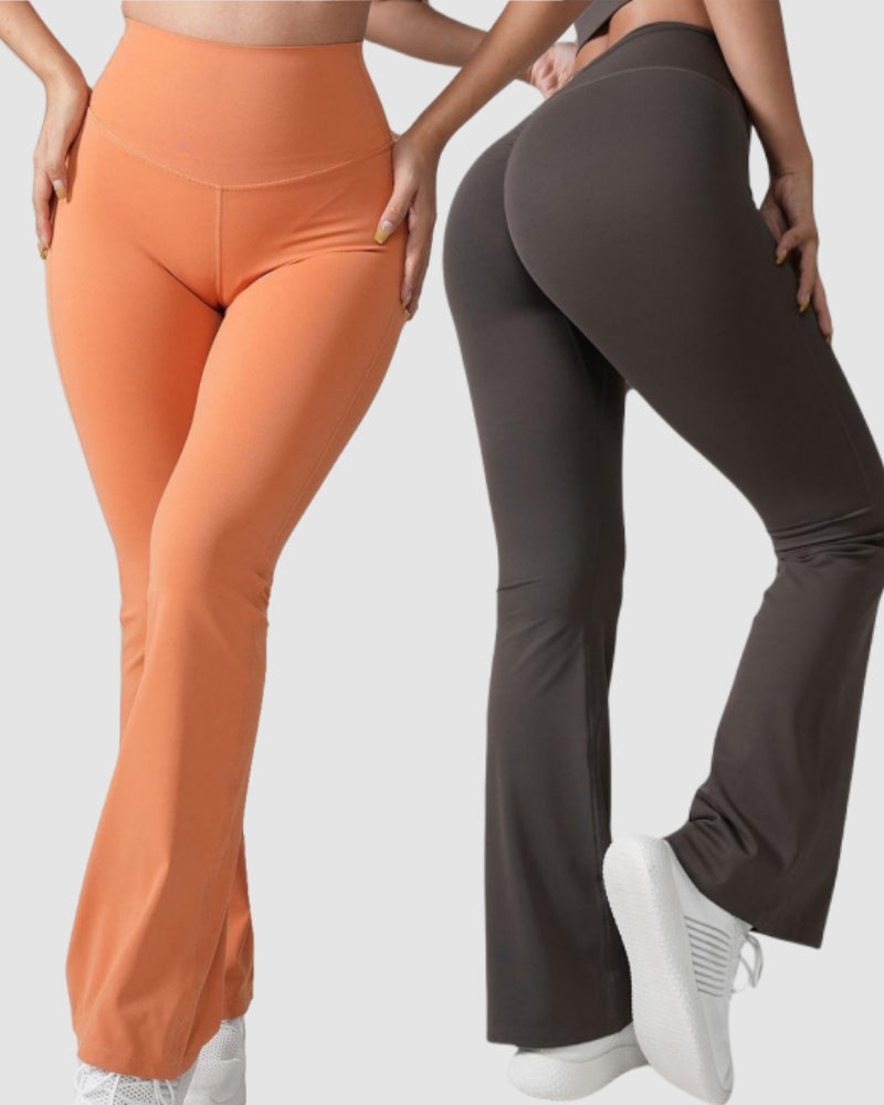 Women Solid Color High Waist Hips Lift Wide Leg Pants S-XL